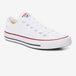Converse Low-Top Sneakers in White with Red and Blue Trim